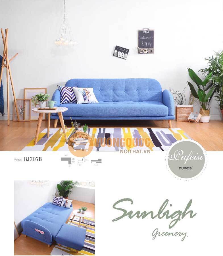 Ghế sofa giường đa năng đẹp màu xanh coban PFS BJ205B-3